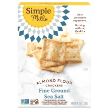 Craquelins à la farine d'amande sans grains Simple Mills, moulues fines avec sel de mer, 120g