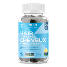 Gummies sans sucre SUKU Vitamins pour Cheveux Luxuriants avec Biotine, Collagène, Silicium et Folates, 60 gummies