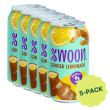 Pack de 5 limonades au gingembre sans sucre Swoon, 355 ml chacun