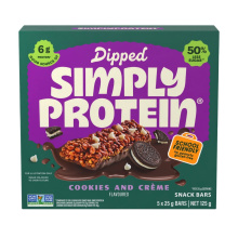 Simply Protein Dipped Snack Bars Cookies & Crème, 5 Bars