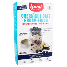 Yumi Organiques Flocons d'avoine biologiques à la vanille et aux bleuets pour la nuit, 330g