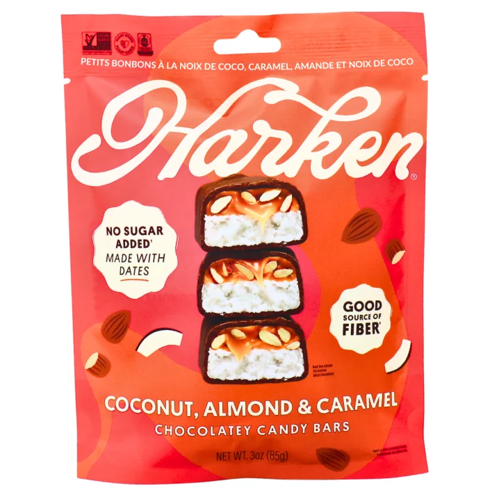 Harken Date Bars Lil Coconutty Ones Caramel Almond Coconut front