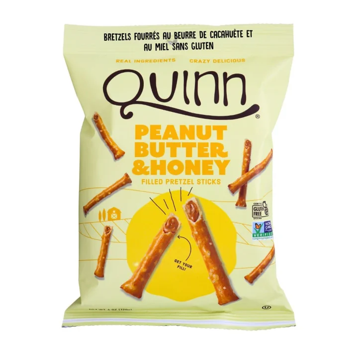 Quinn Gluten-Free Peanut Butter & Honey Filled Pretzel Sticks Front