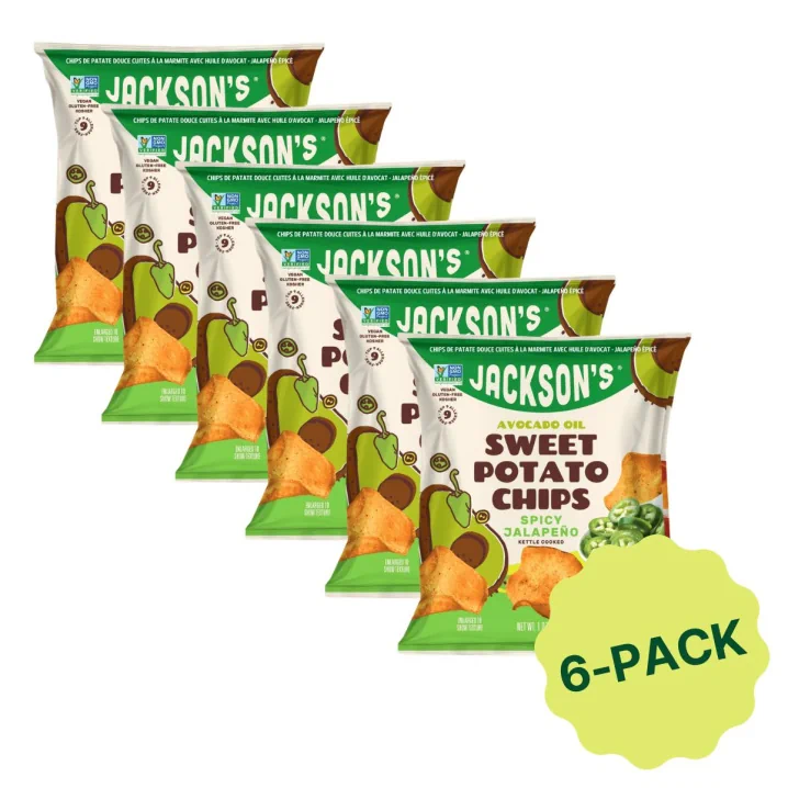 Jackson’s Kettle-Cooked Sweet Potato Chips With Avocado Oil Spicy Jalapeno 6-Pack Front