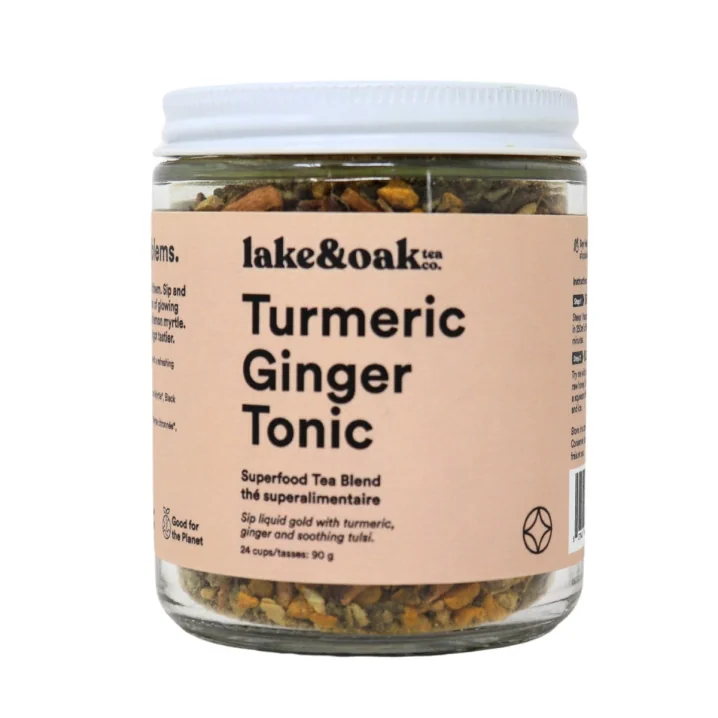 Lake & Oak Tea Co. Loose Leaf Superfood Tea Blend Turmeric Ginger Tonic Front