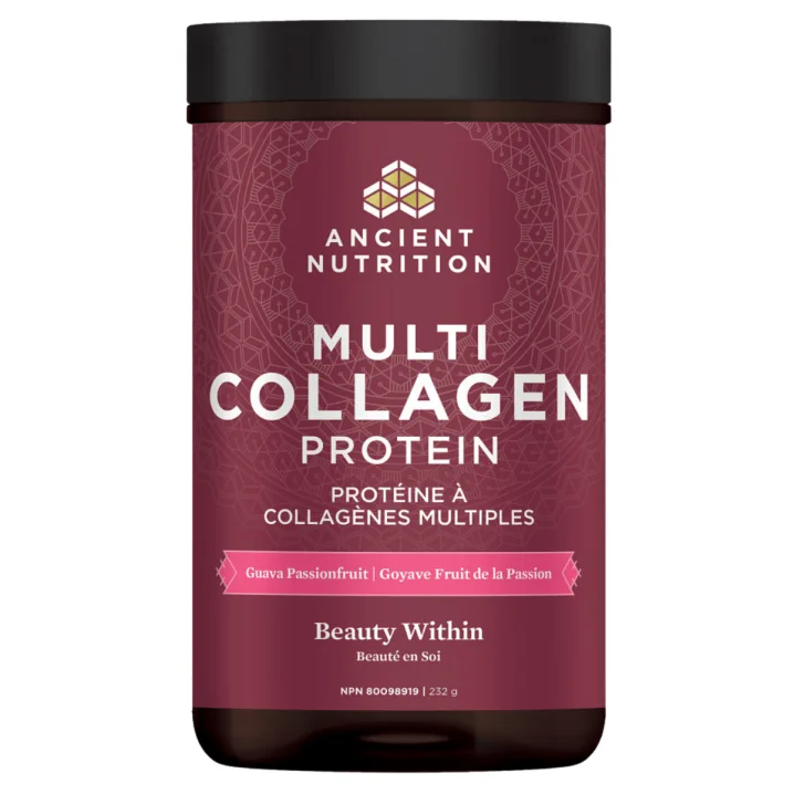 Front of Ancient Nutrition Multi Collagen Protein Beauty Within Guava Passionfruit, 232g