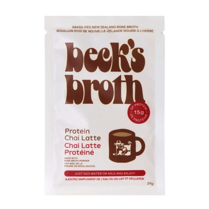 Beck's Broth Protein Chai Latte Front of packet