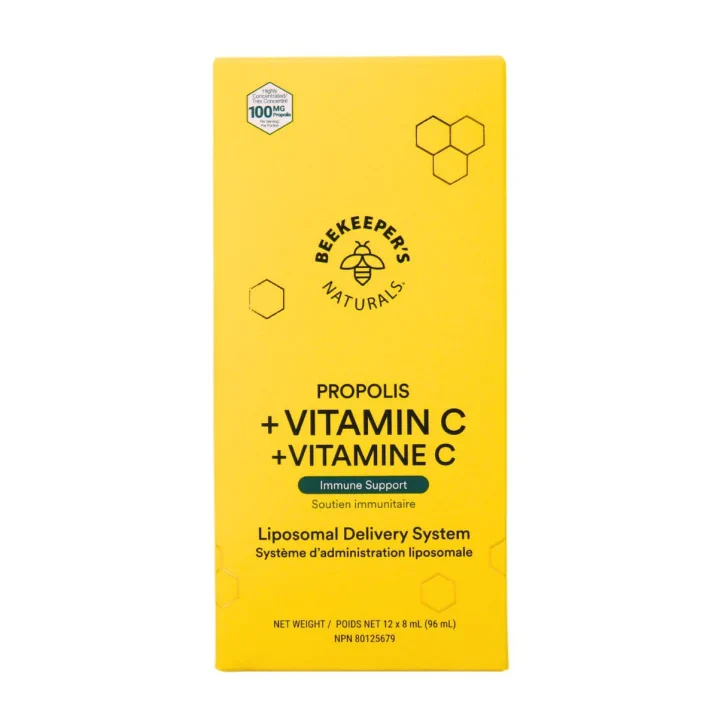 Front of Beekeeper's Naturals Propolis + Vitamin C Liposomal