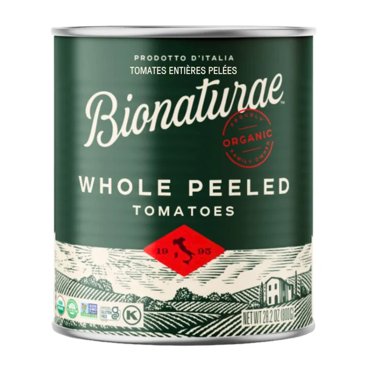 Front of Bionaturae Organic Whole Peeled Tomatoes Italian Canned 