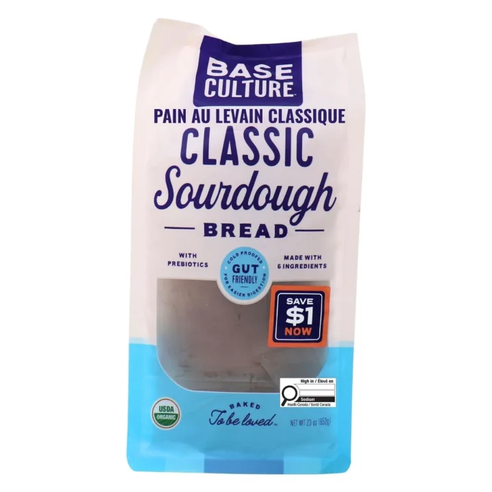 Base Culture Organic Sourdough Bread with Prebiotics Classic Front of bag