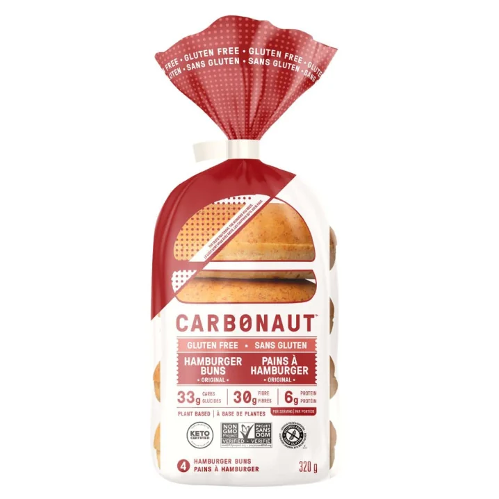 Front of Carbonaut Gluten-Free Keto Hamburger Buns - Gluten Free Hamburger Buns - Gluten Free Keto Bread - Low Carb Hamburger Buns