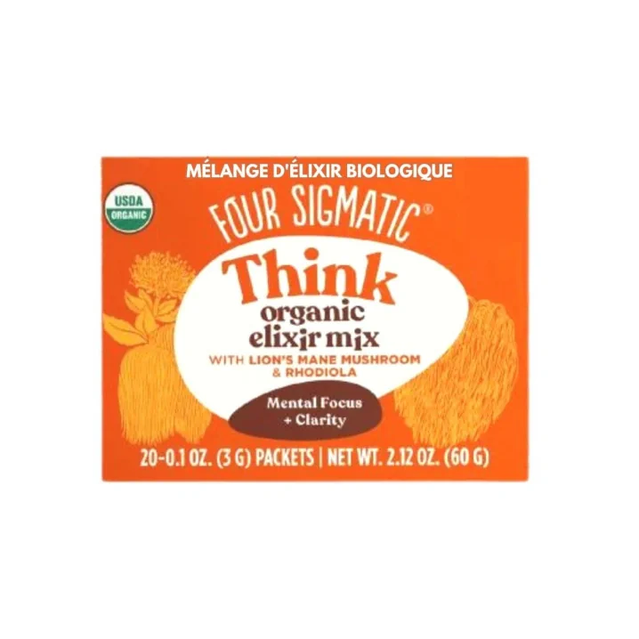 Front of Four Sigmatic Think ORganic Mushroom Elixir Mix With Lion's Mane Mushroom