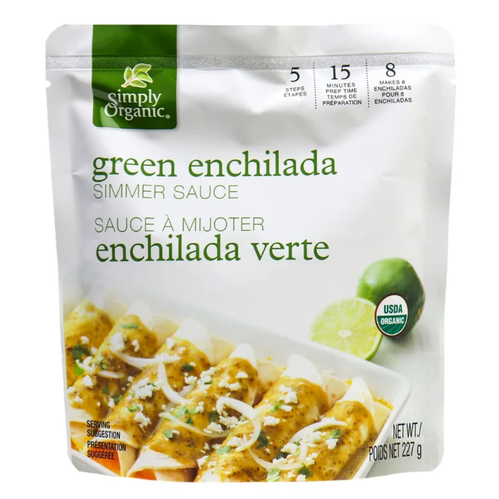 Sauce à mijoter pour enchiladas vertes biologiques Simply Organic, 227g.