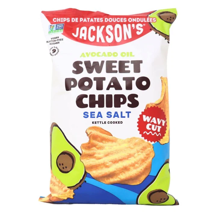 Front of Jackson's Sweet Potato Chips Avocado Oil Chips Sea Salt