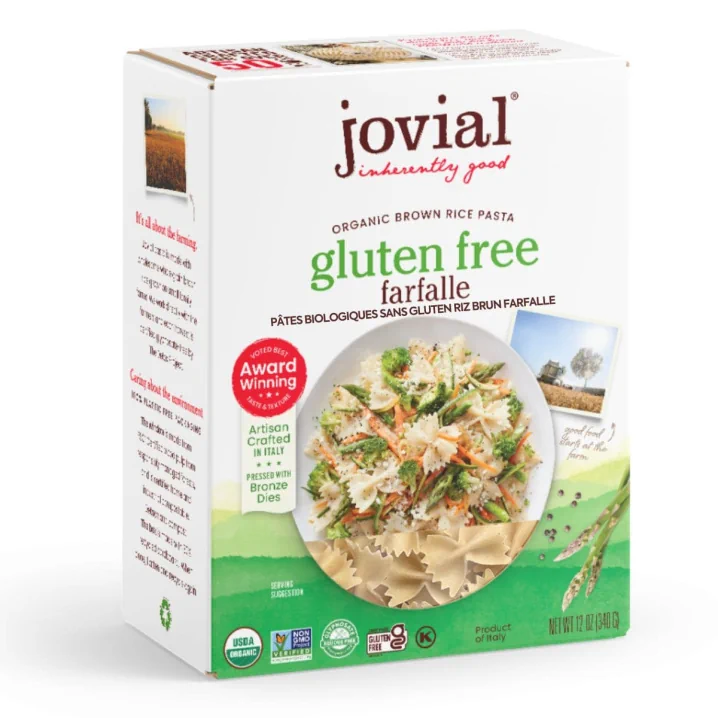 Front of Jovial Organic Gluten Free Brown Rice Farfalle, 340g