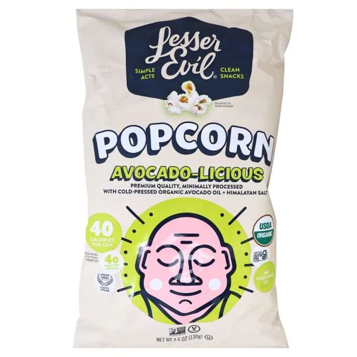 Front of Lesser Evil Popcorn Avocado-Licious