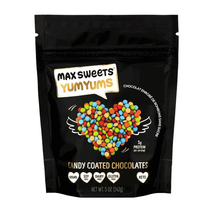 Front of Max Sweets Sugar Free YumYums Candy Coated Chocolate, 142g