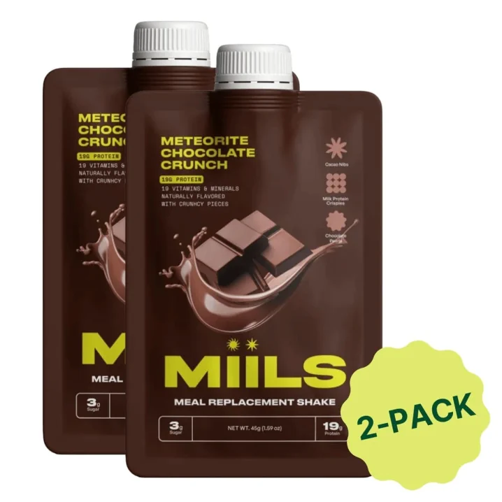 Miils Shake de Protéines Céréales Chocolat Météorite Croquant 2-paquet, 45g chacun