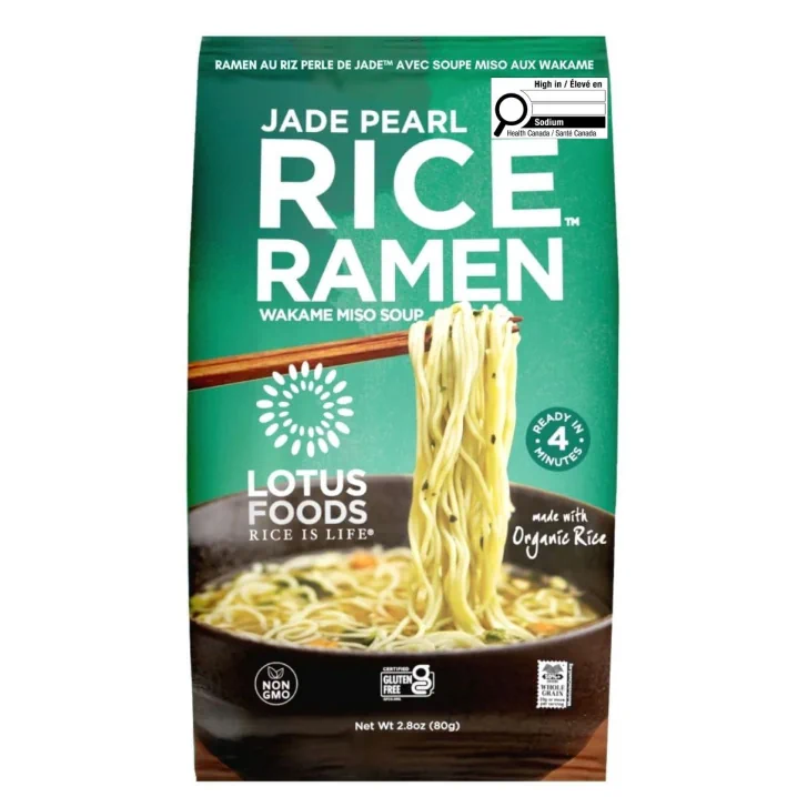 Front of Lotus Foods Jade Pearl Rice Ramen Noodles With Miso Soup - Gluten Free Instant Noodle - Gluten Free Ramen - Organic Ramen