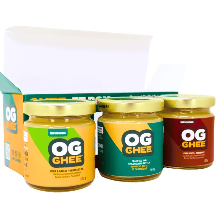 OG Ghee-FT Box Flavoured Clarified Butter Variety Pack & Gift Box, 3 Pack - Ghee Canada, Pure Desi Ghee, Organic Ghee