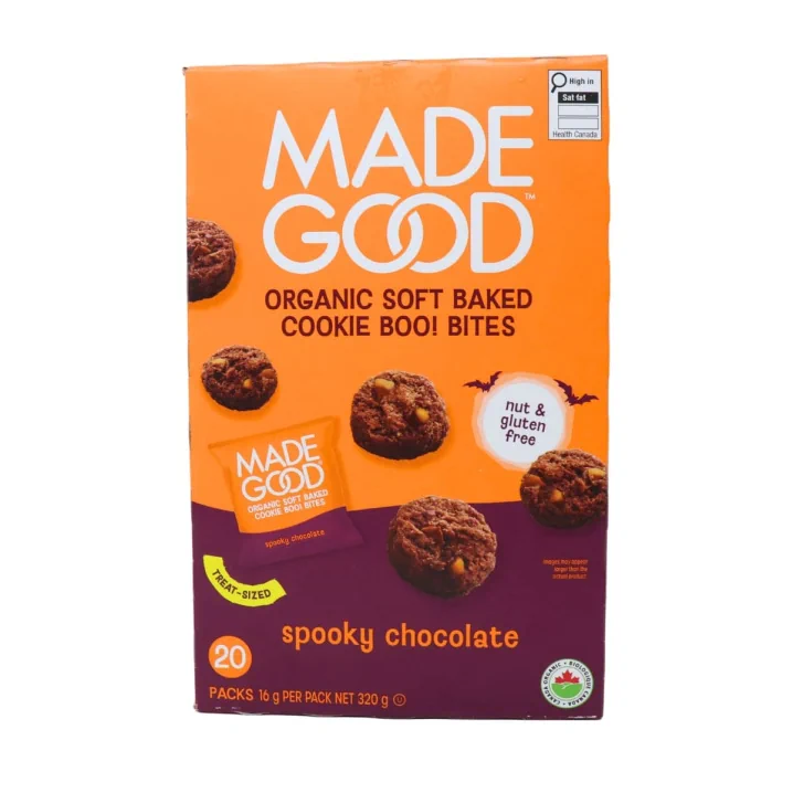 MadeGood Organic Soft Baked Mini Cookies Spooky Chocolate, 20 Snack Packs
