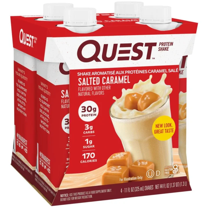 Front of Quest Protein Shake Salted Caramel - Protein Shakes Ready To Drink - Salted Caramel Protein Shake - Salted Caramel Protein Shake Quest