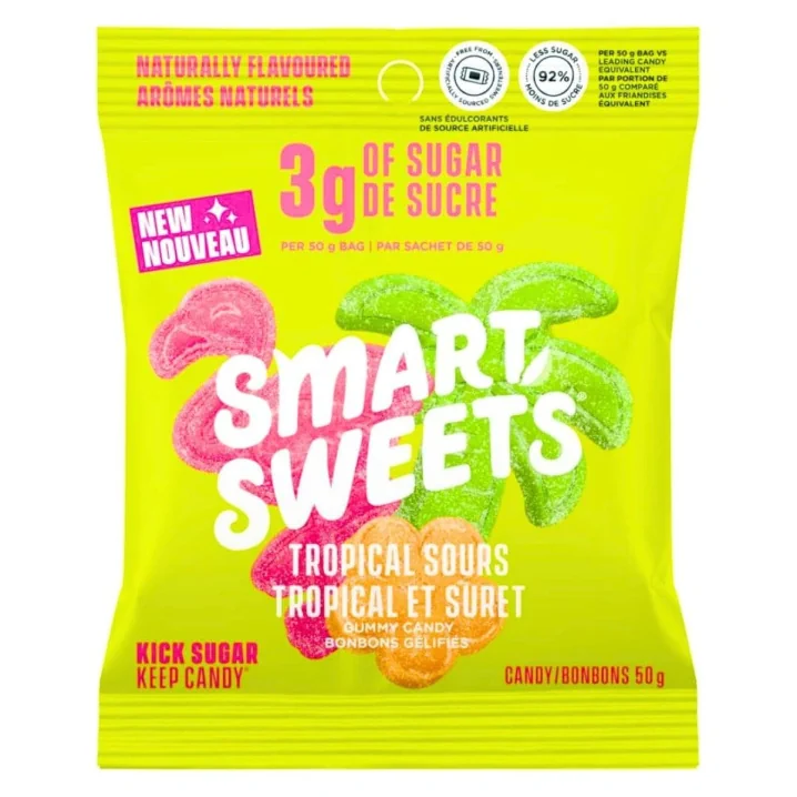Front of SmartSweets Gummies Low-Sugar Candy Tropical Sours
