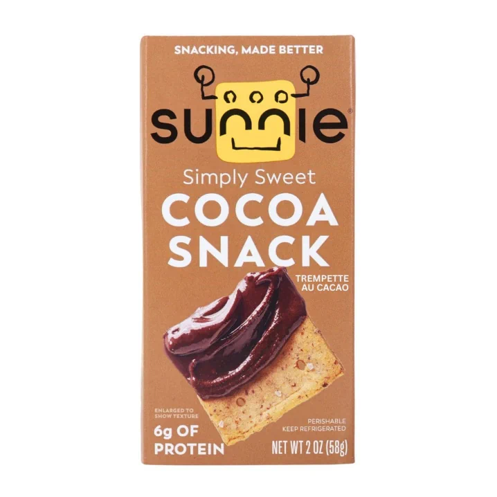 Front of Sunnie High Fibre Dipper Snack Cocoa - High Fibre Snacks - Cocoa Dipper - Sunnie Crackers
