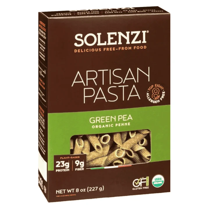 SOLENZI Gluten Free Artisan Pasta Green Pea Penne, 227g - Solenzi Canada, Solenzi Pasta, Pea Protein GF Pasta
