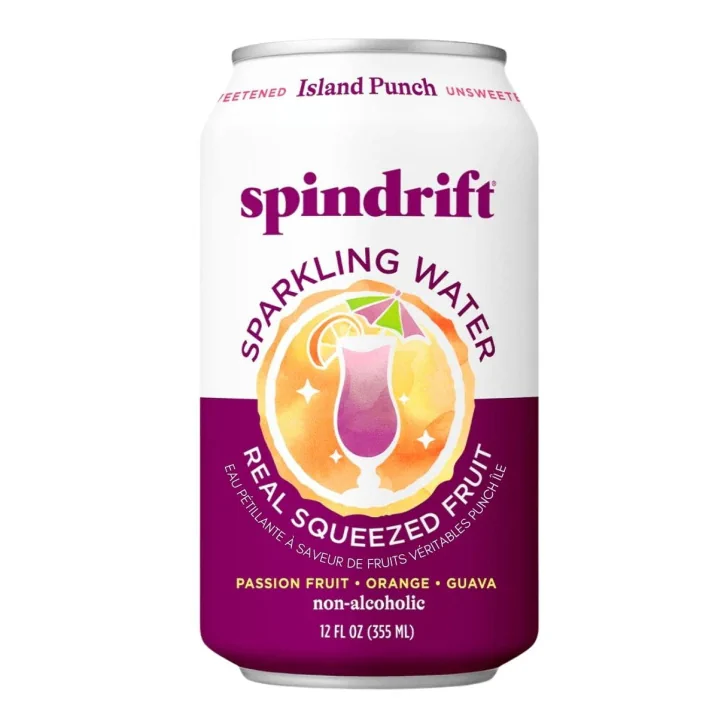 Front of Spindrift Sparkling Water - Spin Drift Canada - Flavoured Sparkling Water - Carbonated Flavoured Water - Island Punch 