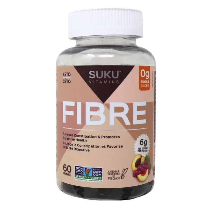 SUKU Vitamins Bonbons gélifiés sans sucre 6g de fibres, 60 bonbons gélifiés