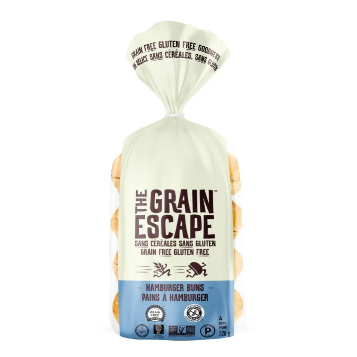 Front of The Grain Escape Grain Free Hamburger Buns Gluten Free Hamburger Buns Vegan Hamburger Buns Healthy Burger Buns