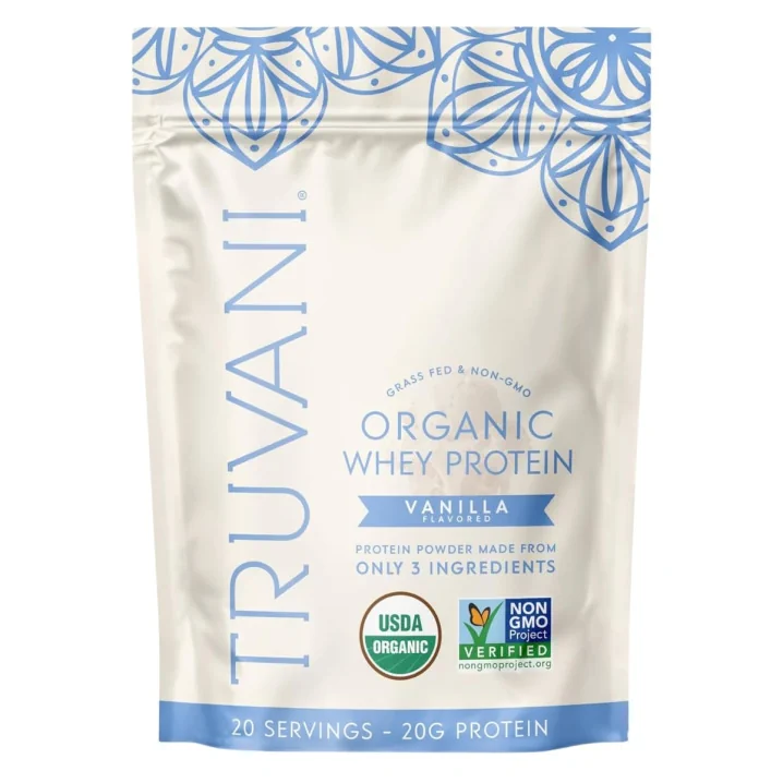 Truvani Grass-Fed Whey Protein Vanilla Front of bag