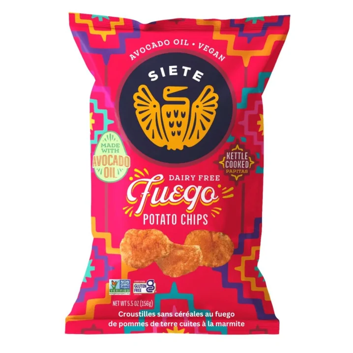 Front of Siete Grain-Free Kettle Cooked Potato Chips Fuego, 156g