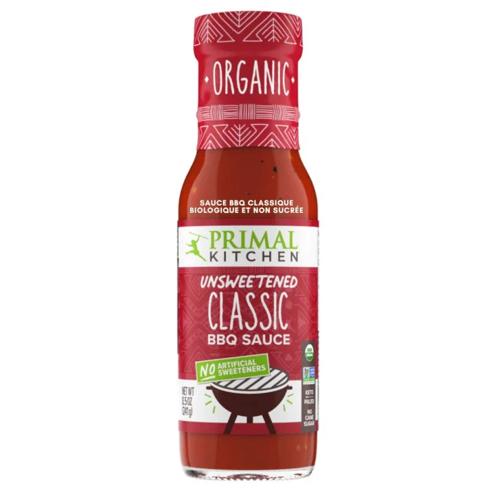 Front of Primal Kitchen Organic & Unsweetened Classic BBQ Sauce - vegan bbq sauce - organic bbq sauce - keto barbecue sauce