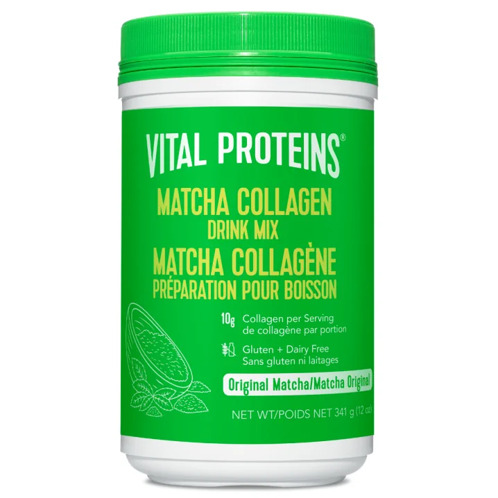 Front of Vital Proteins Pasture Raised, Grass Fed Matcha Collagen Peptide Drink Mix, 341g