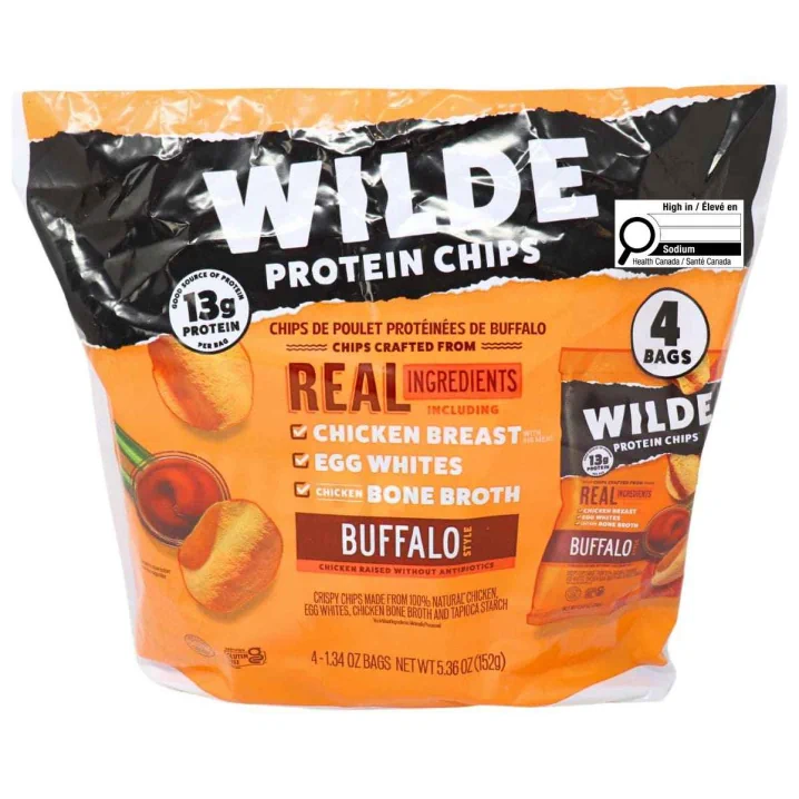 Front of WILDE Protein Chips Snack Packs Buffalo - Keto Chicken Chips - Keto Protein Chips - Gluten Free Protein Chips