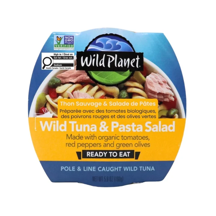 Wild Tuna & Pasta Salad Made with Organic Tomatoes, Red Peppers and Green Olives Front of package