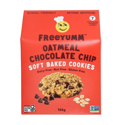 Freeyumm Allergen-Friendly Gluten-Free Soft Baked Cookies Oatmeal Chocolate Chip Front