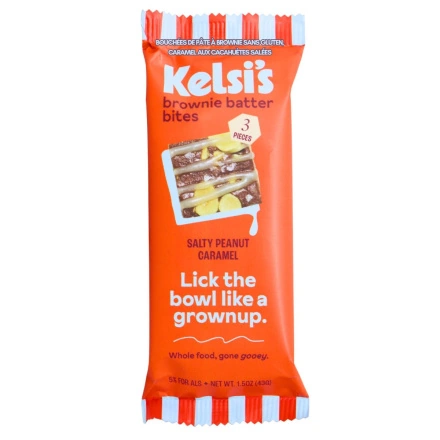 Kelsi’s Gluten-Free Brownie Batter Bites Salty Peanut Caramel Front