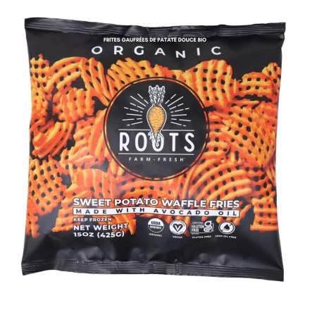 Roots Farm Fresh Organic Sweet Potato Waffle Fries Front