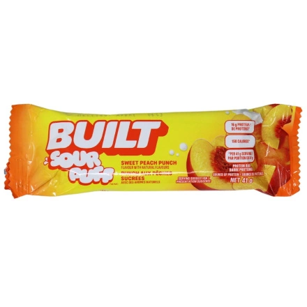 Built Sour Puffs Protein Bar Sweet Peach Punch Front