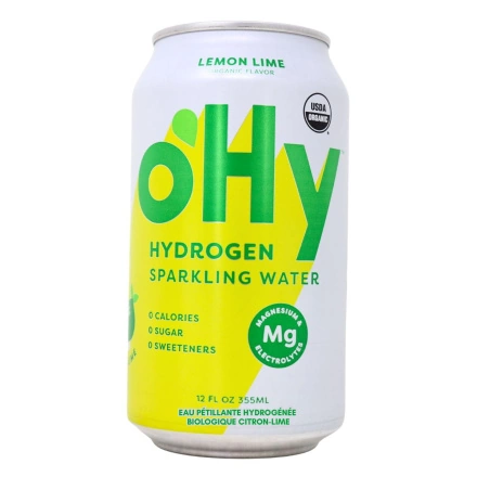 oHY Organic Hydrogen Sparkling Water Lemon Lime Front