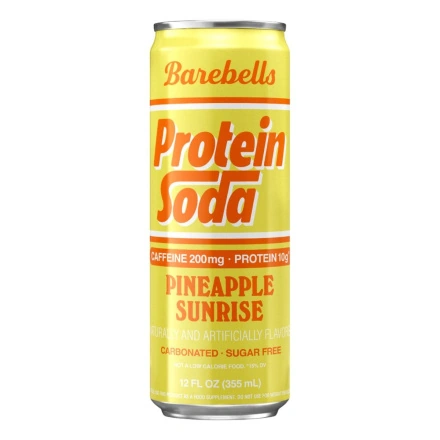Barebells Caffeinated Protein Soda Pineapple Sunrise Front of can