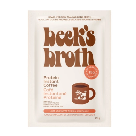Front of Beck's Broth Bone Broth Powder Instant Coffee Bone Broth Drink Protein Coffee