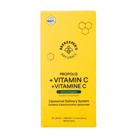 Front of Beekeeper's Naturals Propolis + Vitamin C Liposomal