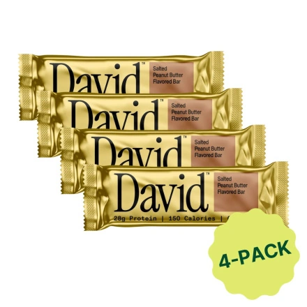 David High Protein Salted Peanut Butter Bar, 4 Pack, 62g each Front