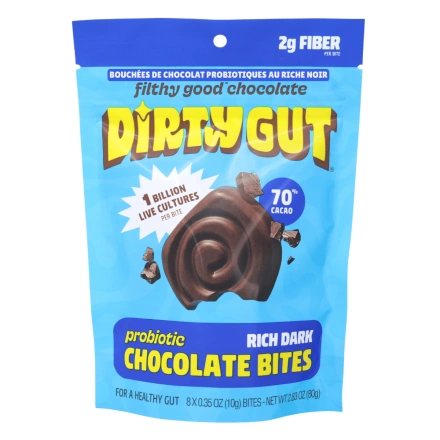 Dirty Gut Probiotic Chocolate Bites Rich Dark Front