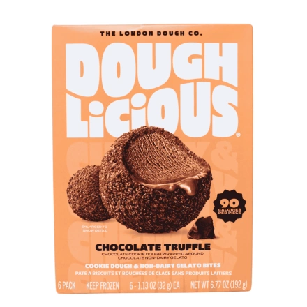 Front of Doughlicious Cookie Dough & Non-Dairy Gelato Bites Chocolate Truffle - Cookie Dough Gelato - Cookie Dough And Gelato Bites - Gelato Bites