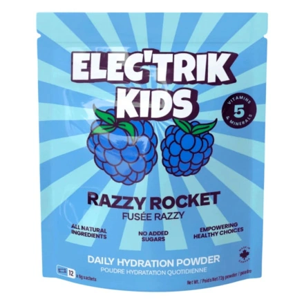 Elec’trik Kids Daily Hydration Powder Razzy Rocket Front of package